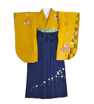 卒業袴 / 黄色 / 紺 / 刺繍