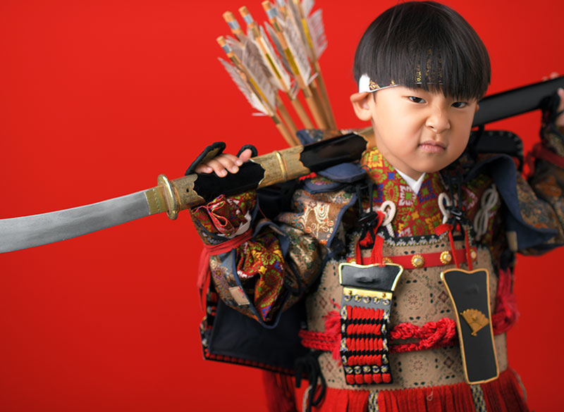 七五三 5歳 男の子 鎧兜 義経 薙刀 矢筒