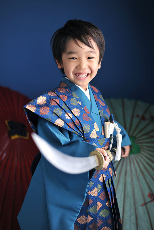 七五三 5歳 男の子 時代衣裳 裃 薙刀 ストロボ ライティング 重厚感